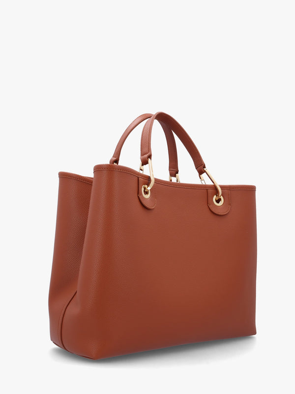 Cuoio Rosso Pebbled Shopper With Pouch