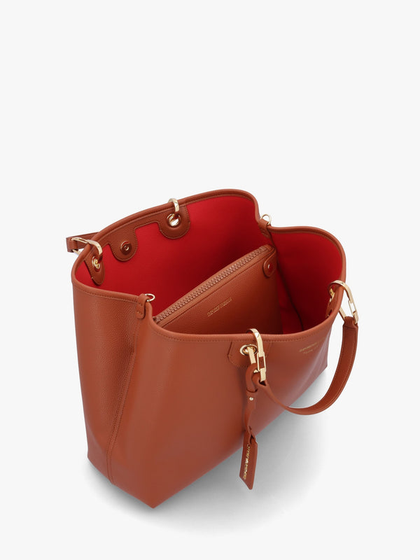 Cuoio Rosso Pebbled Shopper With Pouch