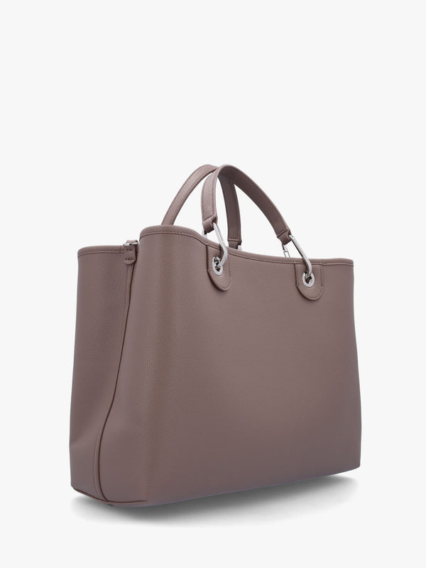 Taupe Pebbled Shopper With Pouch