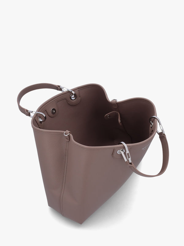 Taupe Pebbled Shopper With Pouch