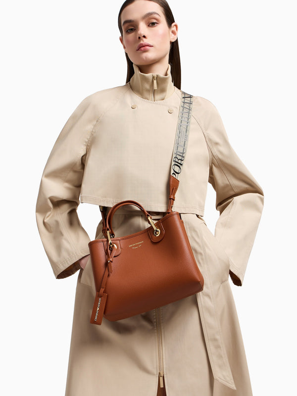 Cuoio Rosso Pebbled Shopper With Pouch