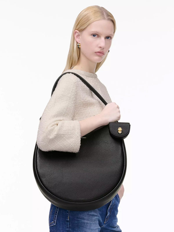 The Large Dual Black Leather Hobo Bag