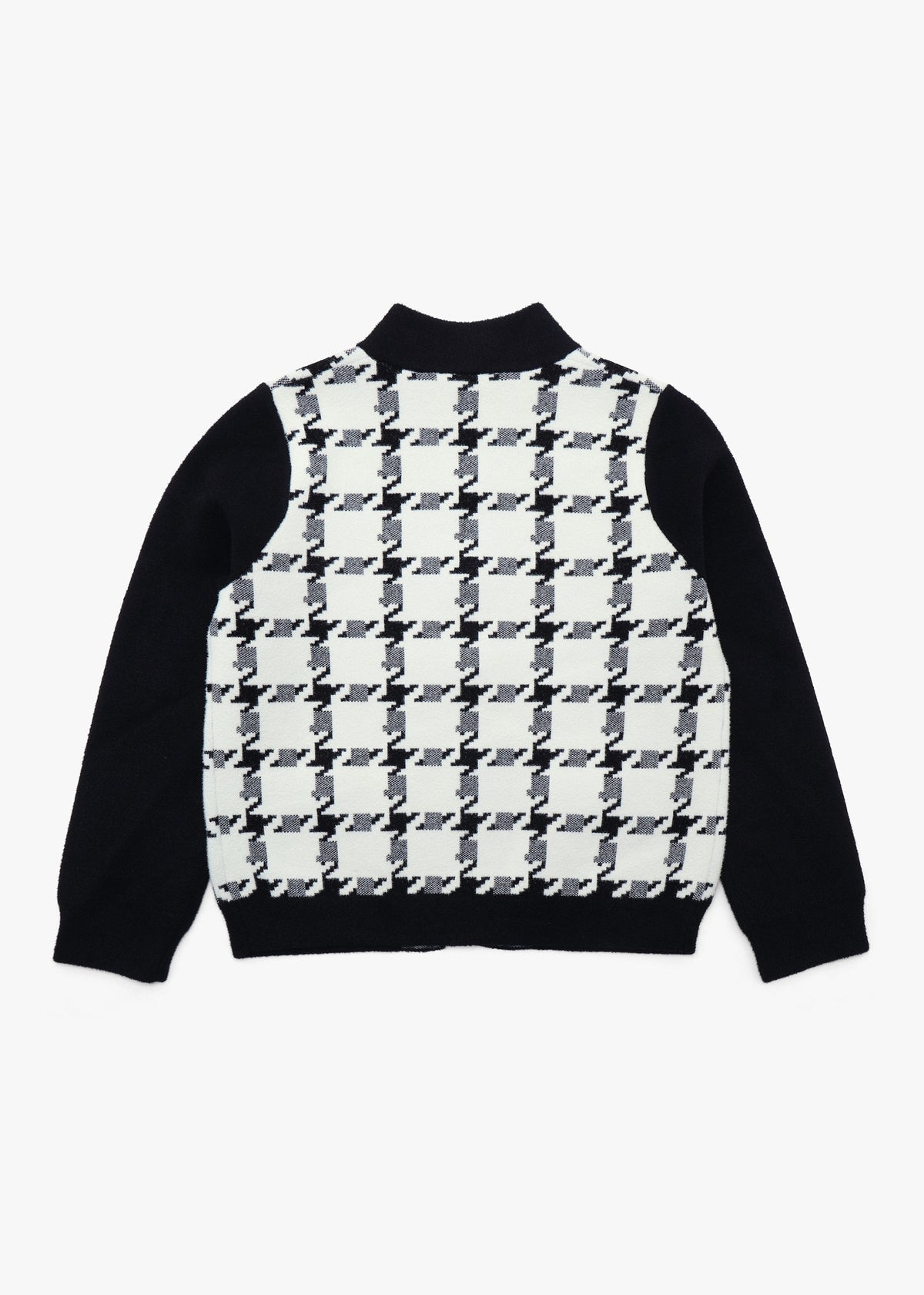 Black & White Checked Knitted Bomber Jacket