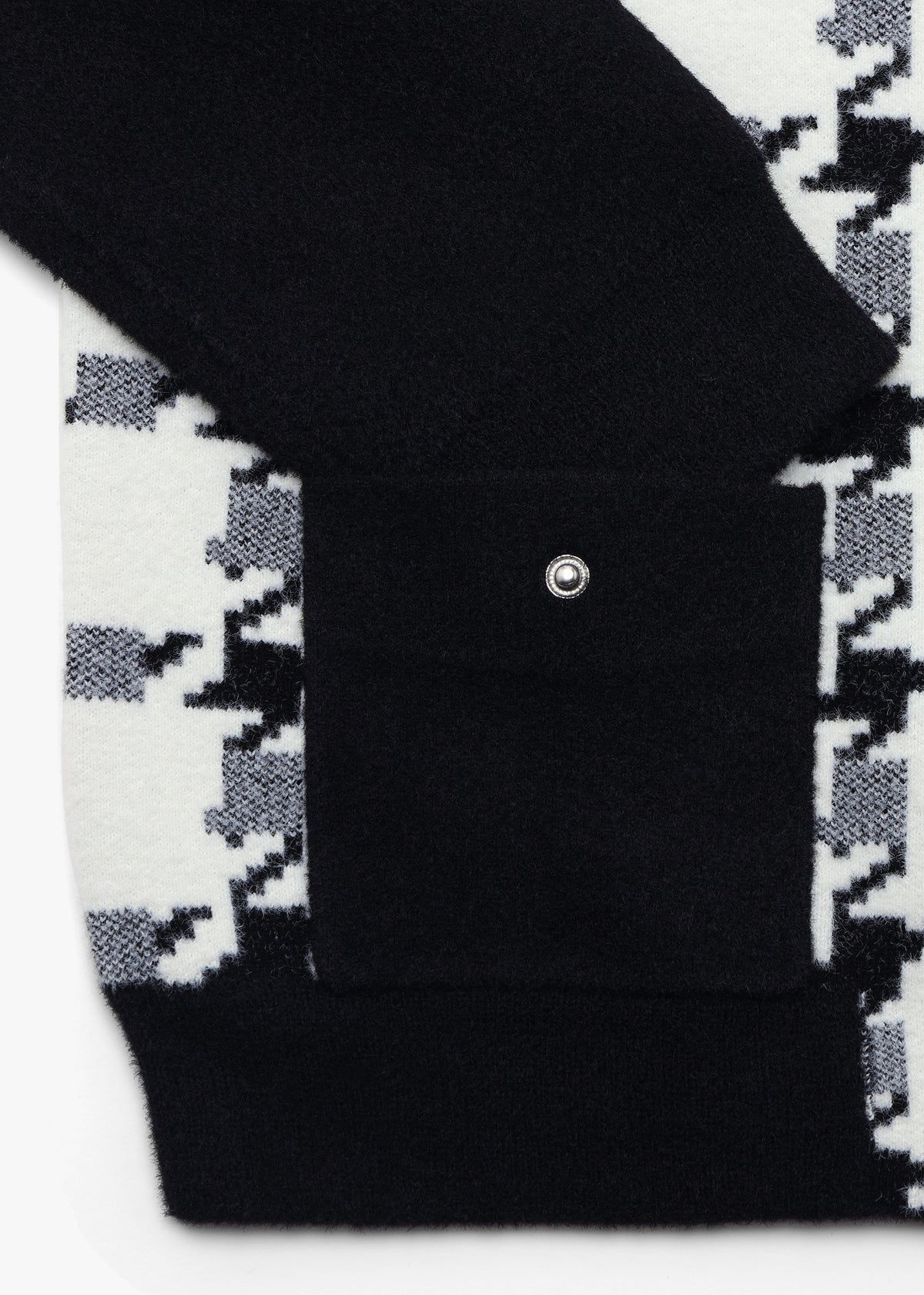Black & White Checked Knitted Bomber Jacket