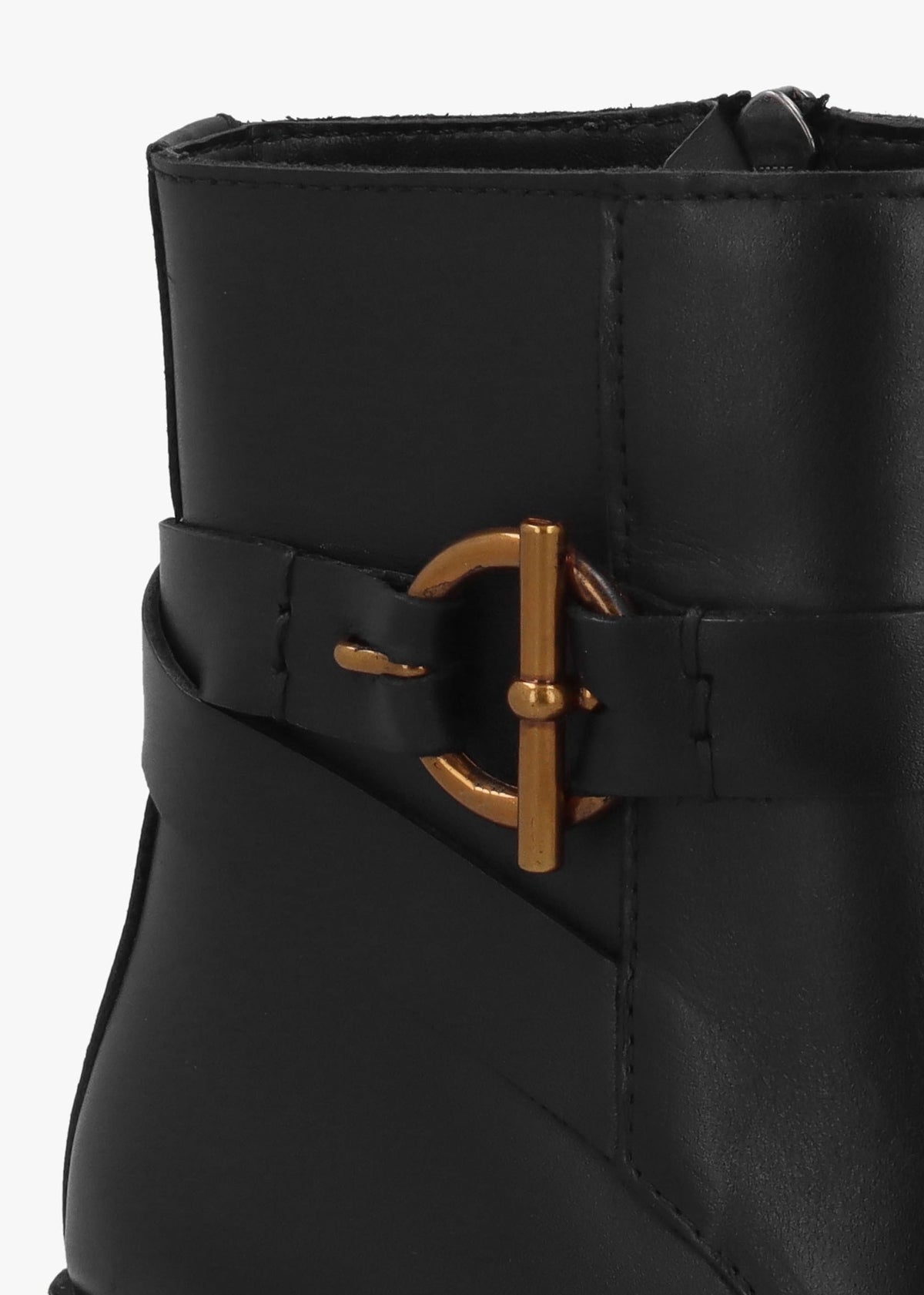 Itrim Black Leather Block Heel Ankle Boots