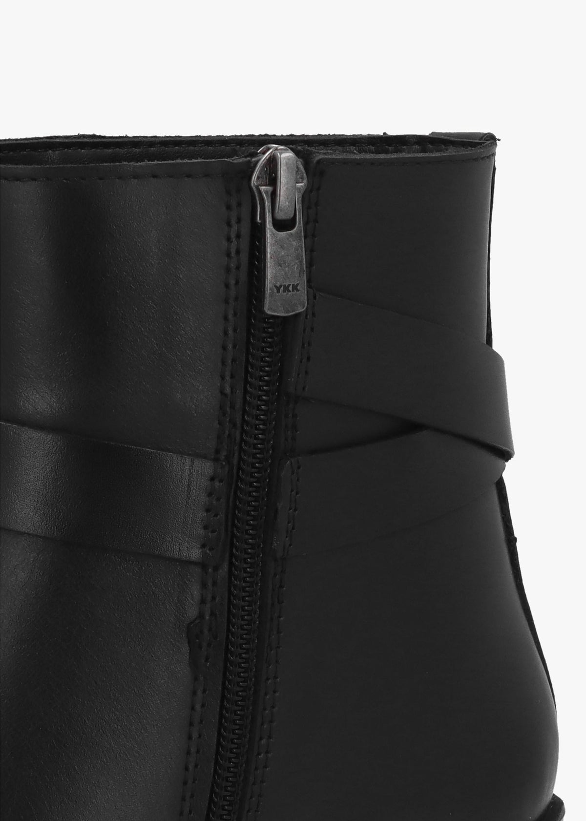 Itrim Black Leather Block Heel Ankle Boots