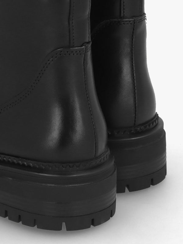 Istuds Black Leather Zip Front Ankle Boots