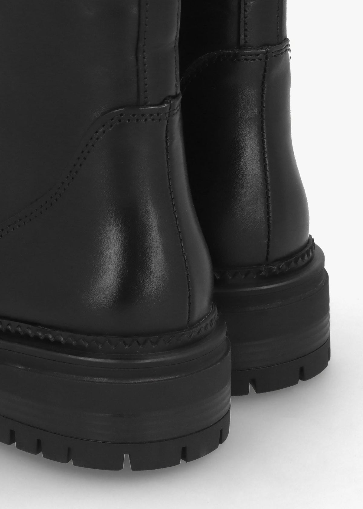 Istuds Black Leather Zip Front Ankle Boots