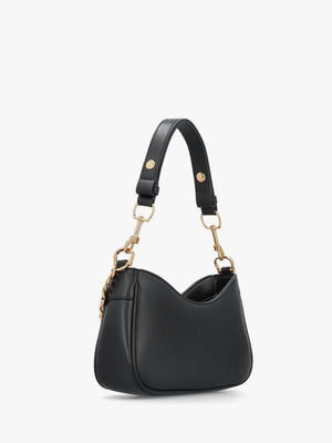 Chain Logo Nero Leather Shoulder Bag