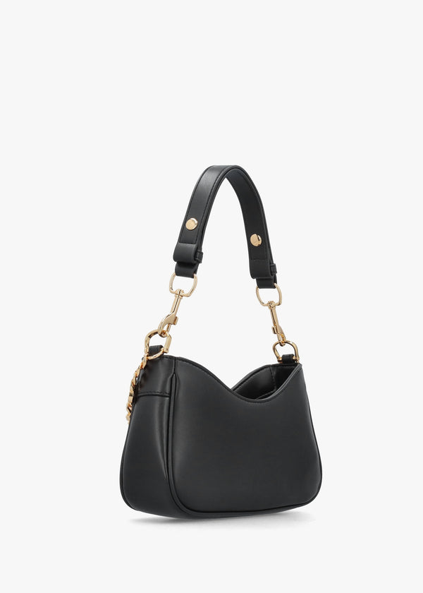 Chain Logo Nero Leather Shoulder Bag