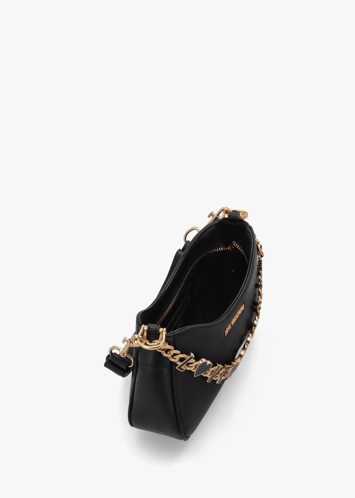Chain Logo Nero Leather Shoulder Bag