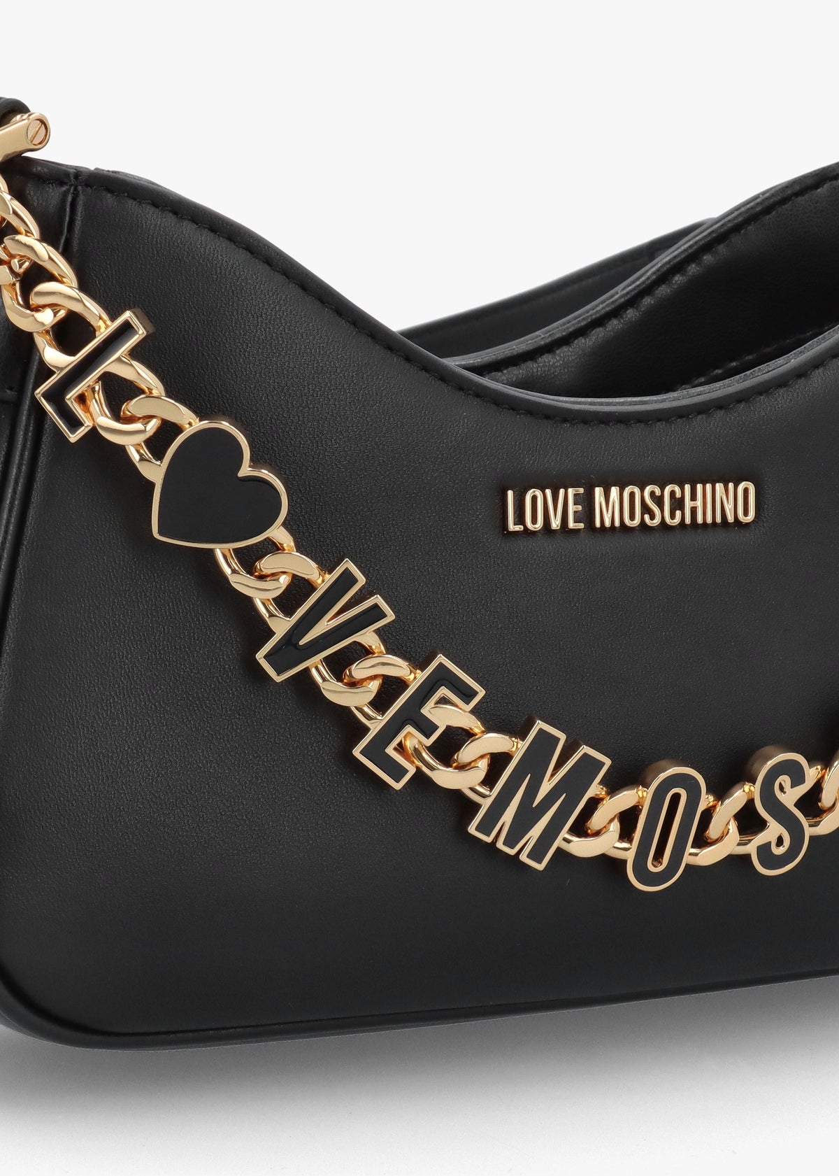 Chain Logo Nero Leather Shoulder Bag