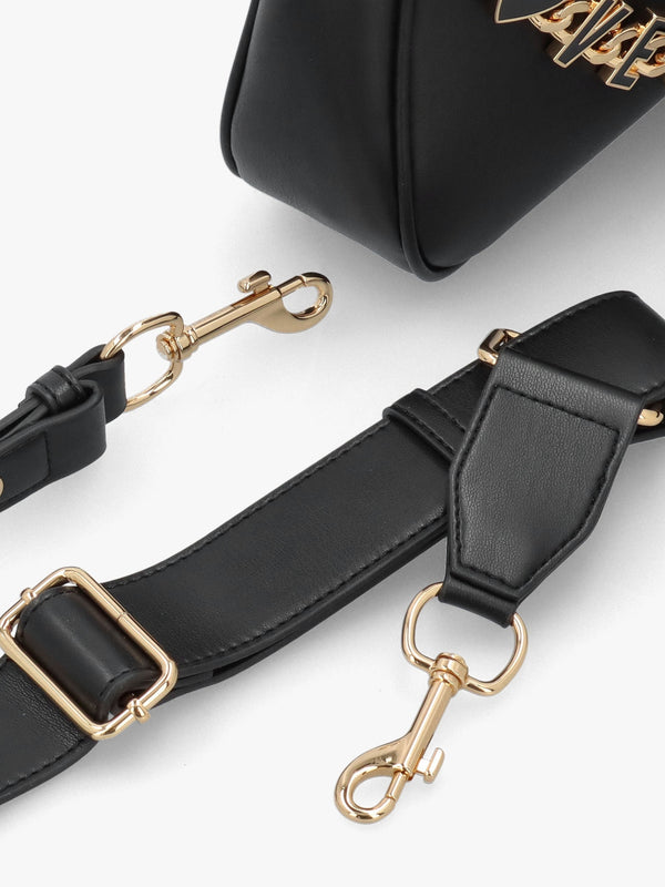Chain Logo Nero Leather Shoulder Bag