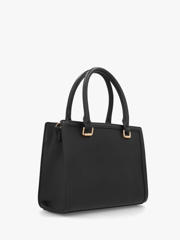 Chain Logo Nero Leather Tote Bag