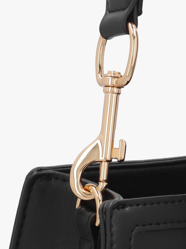 Chain Logo Nero Leather Tote Bag