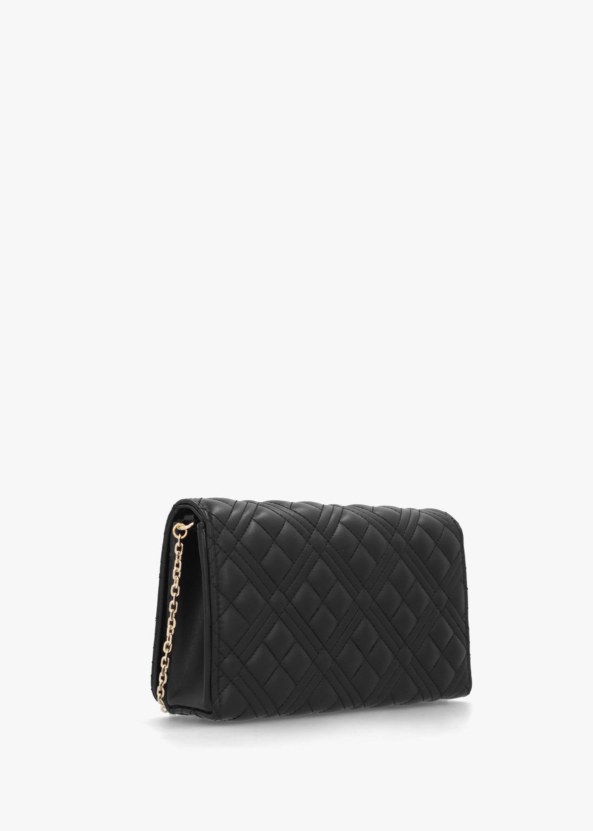 Diamond Quilt Flapover Nero Cross-Body Bag