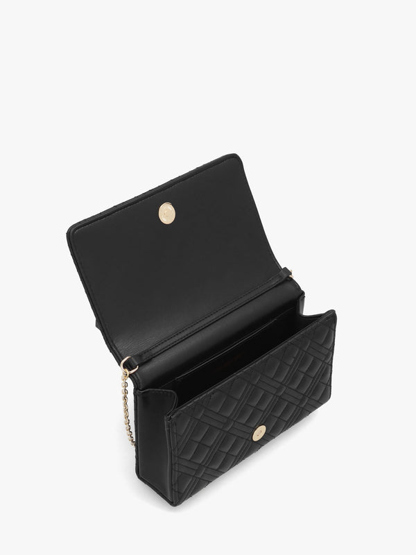 Diamond Quilt Flapover Nero Cross-Body Bag