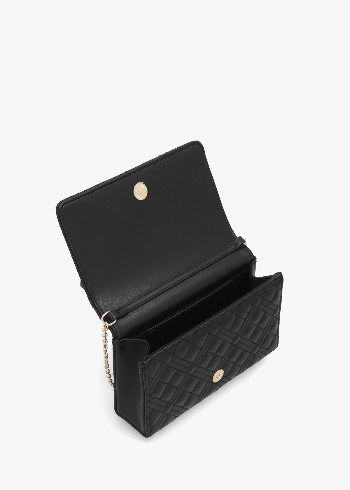 Diamond Quilt Flapover Nero Cross-Body Bag