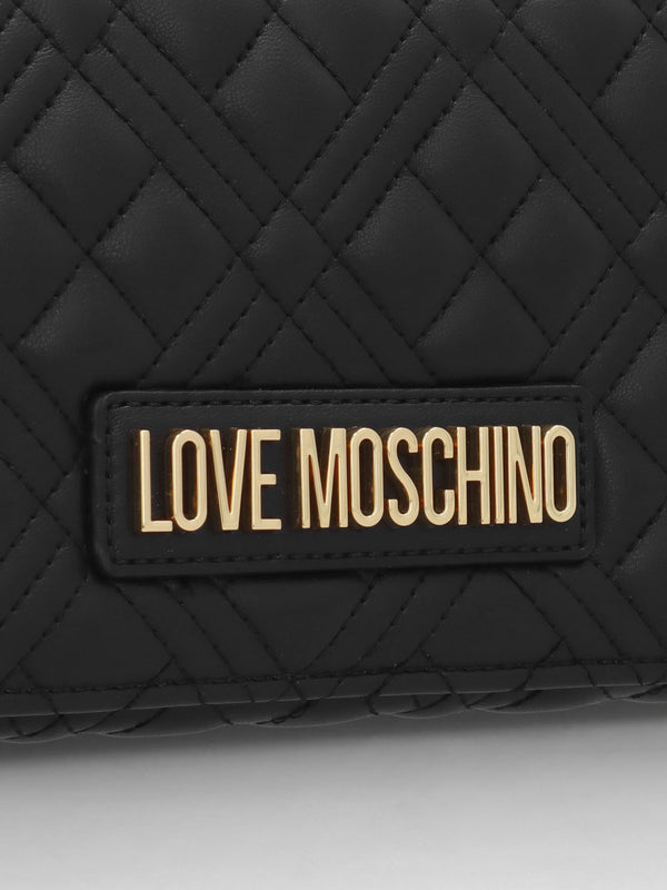 Diamond Quilt Flapover Nero Cross-Body Bag