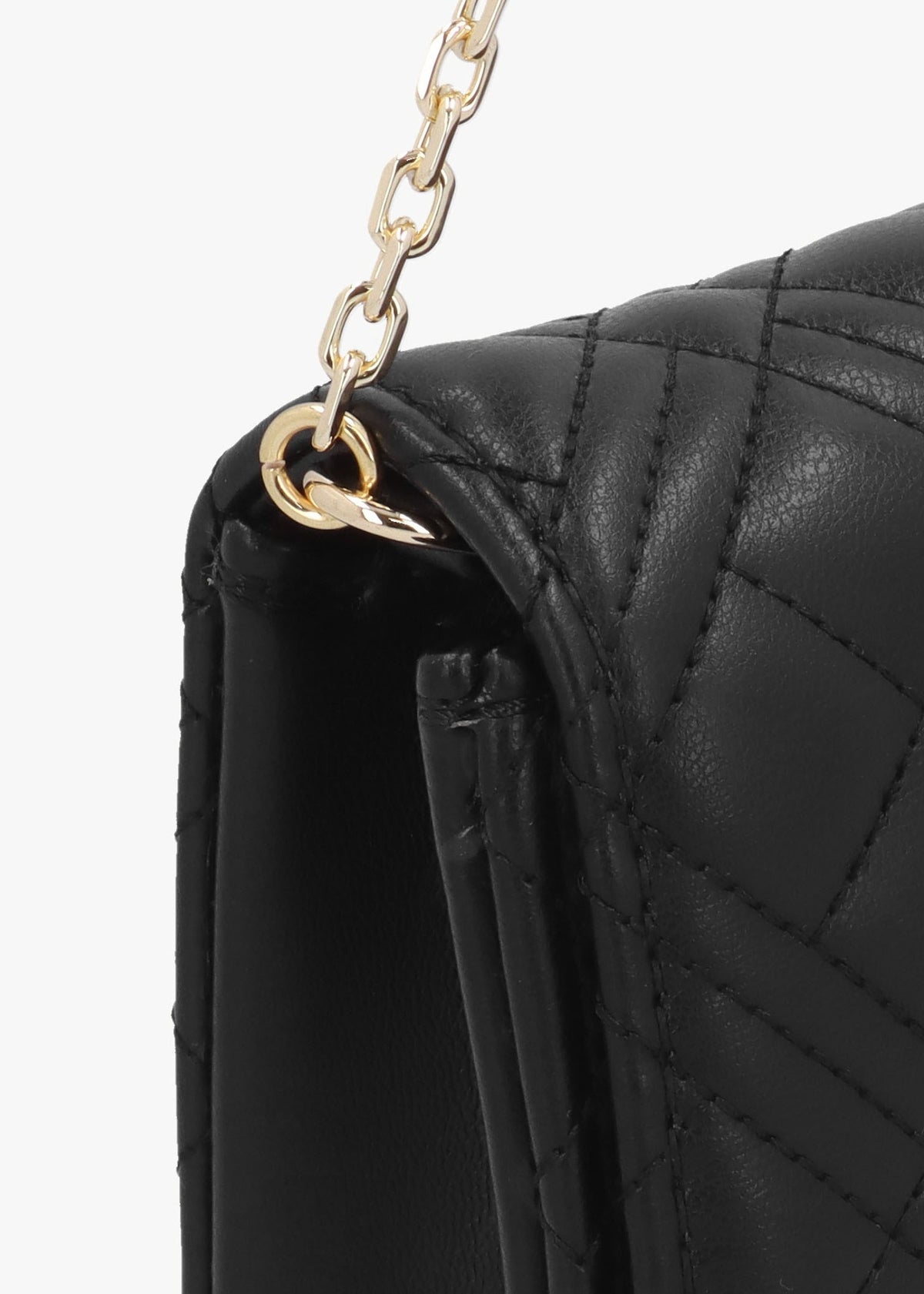 Diamond Quilt Flapover Nero Cross-Body Bag