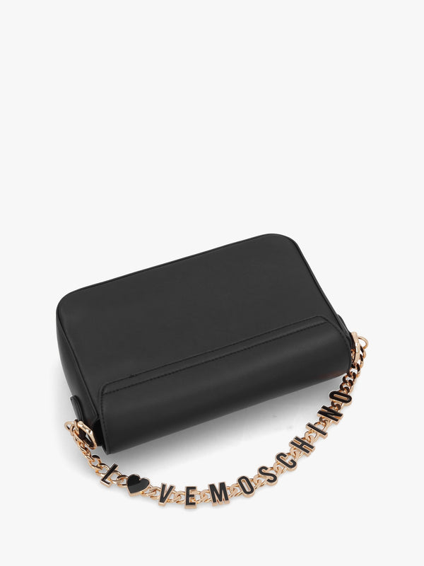 Chain Logo Nero Flapover Cross-Body Bag