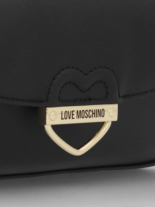 Saffiano Heart Nero Cross-Body Bag
