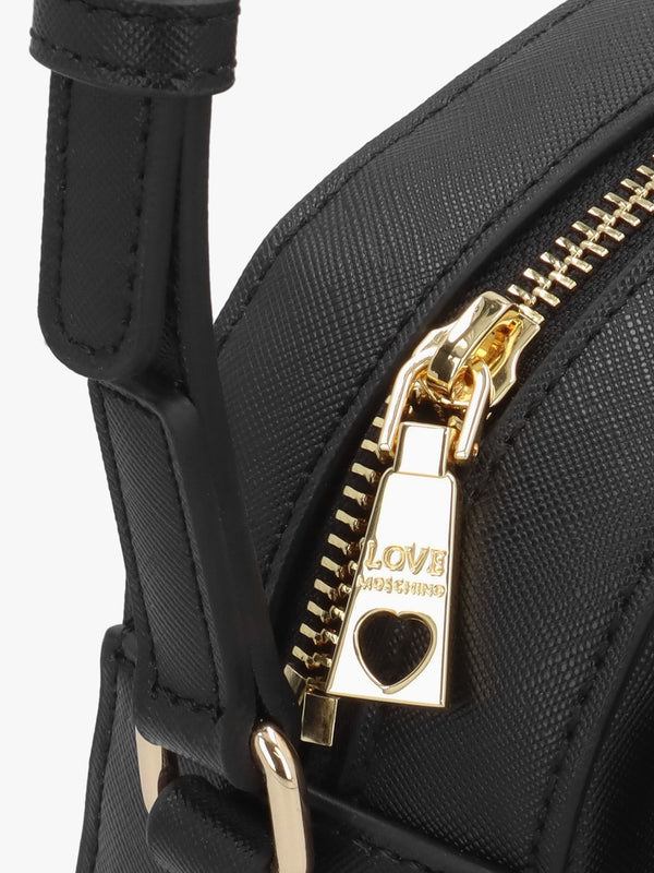 Saffiano Heart Nero Cross-Body Bag