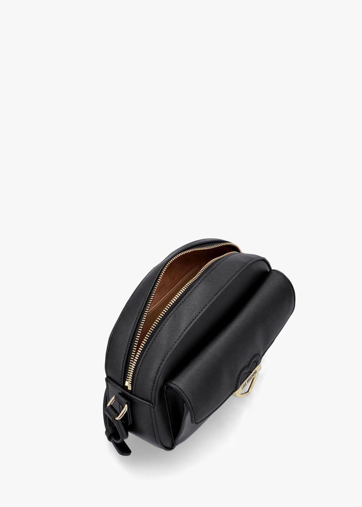 Saffiano Heart Nero Cross-Body Bag