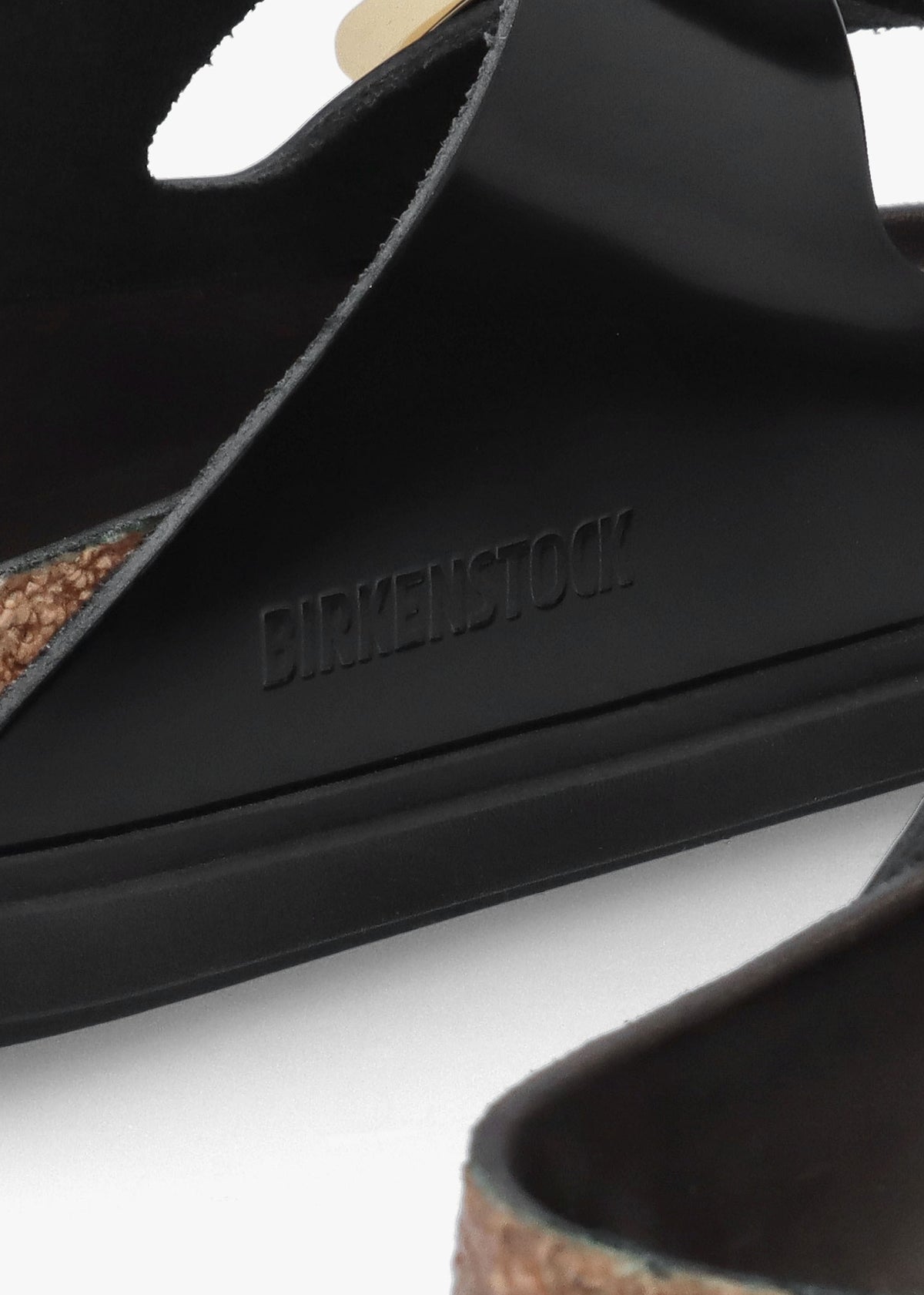 Arizona Droplet Buckle High Shine Black Natural Patent Leather Mules