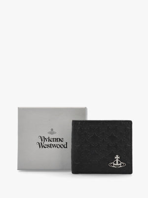 Men's Billfold Embossed Black Leather Wallet