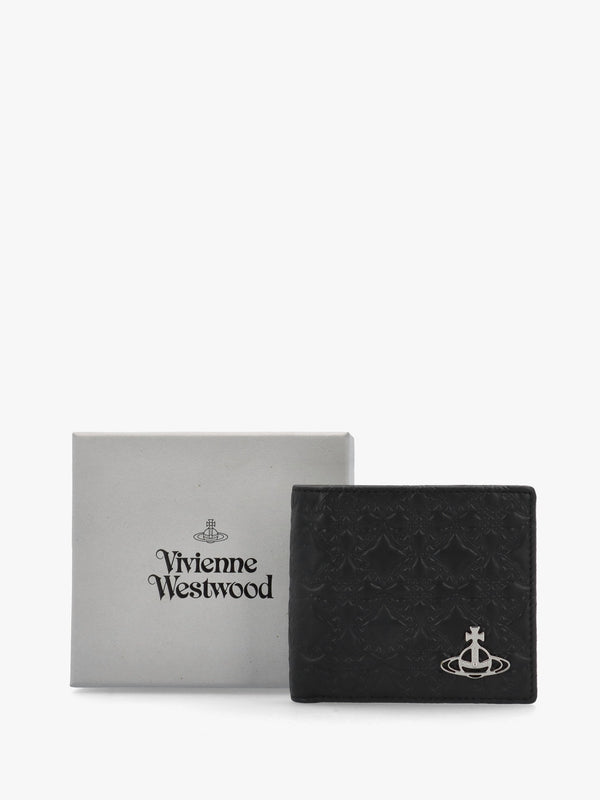 Men's Billfold Embossed Black Leather Wallet