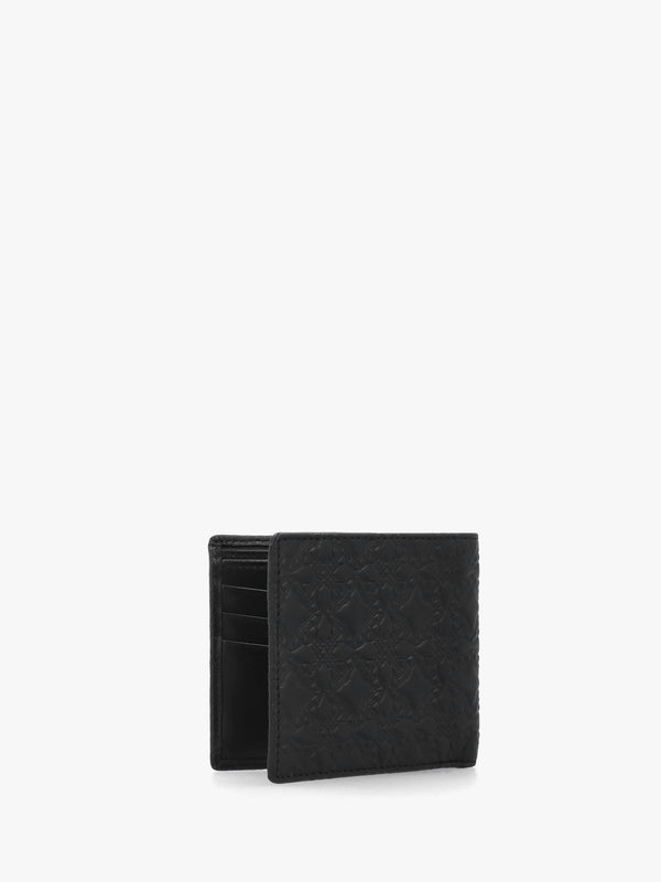 Men's Billfold Embossed Black Leather Wallet