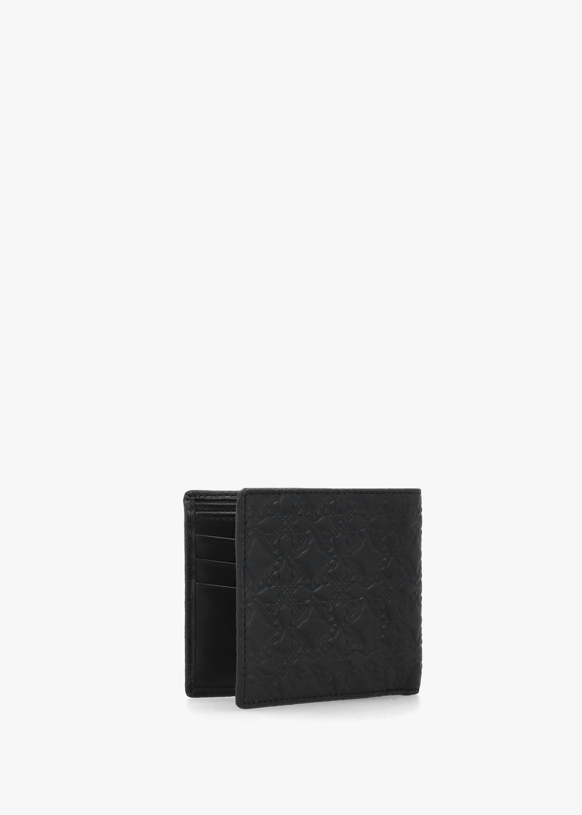 Men's Billfold Embossed Black Leather Wallet
