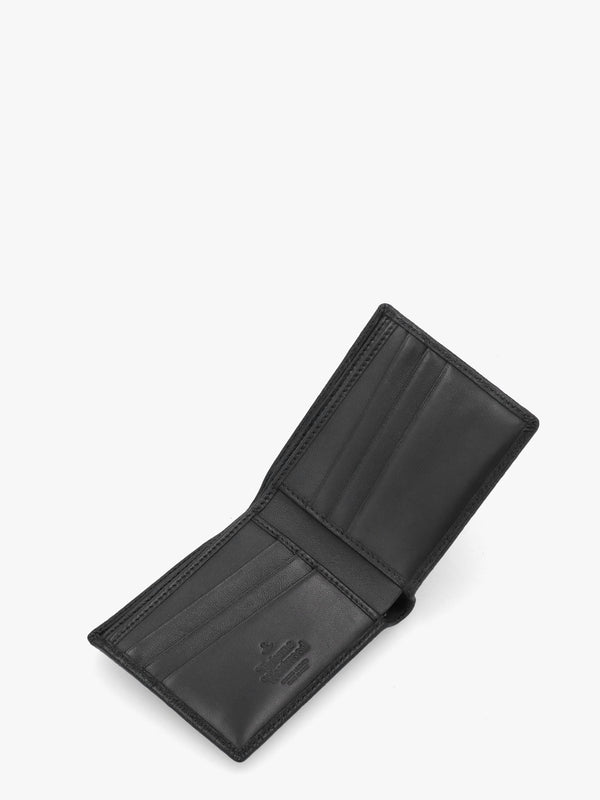 Men's Billfold Embossed Black Leather Wallet