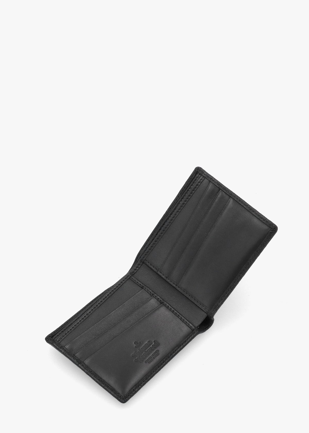 Men's Billfold Embossed Black Leather Wallet