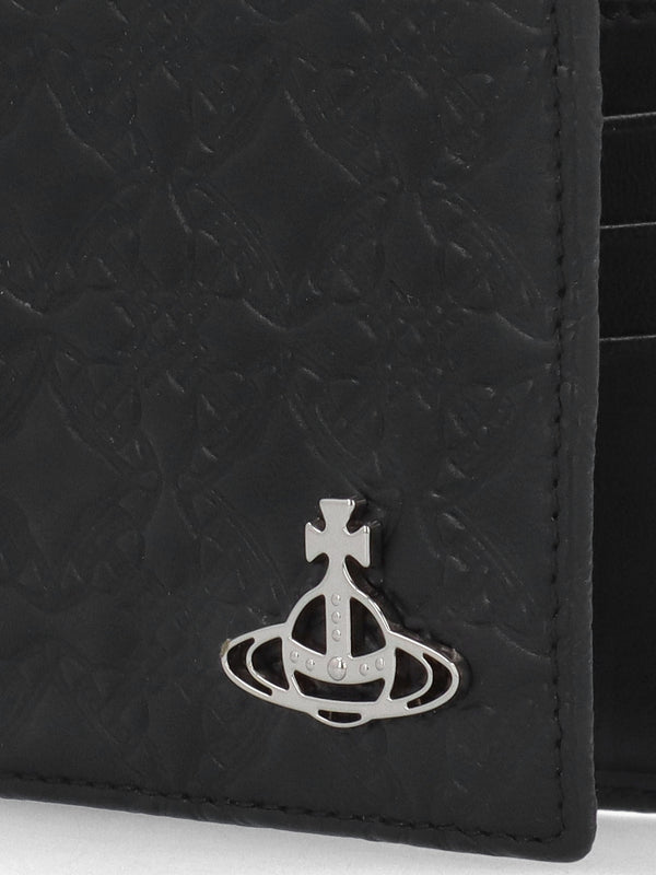 Men's Billfold Embossed Black Leather Wallet