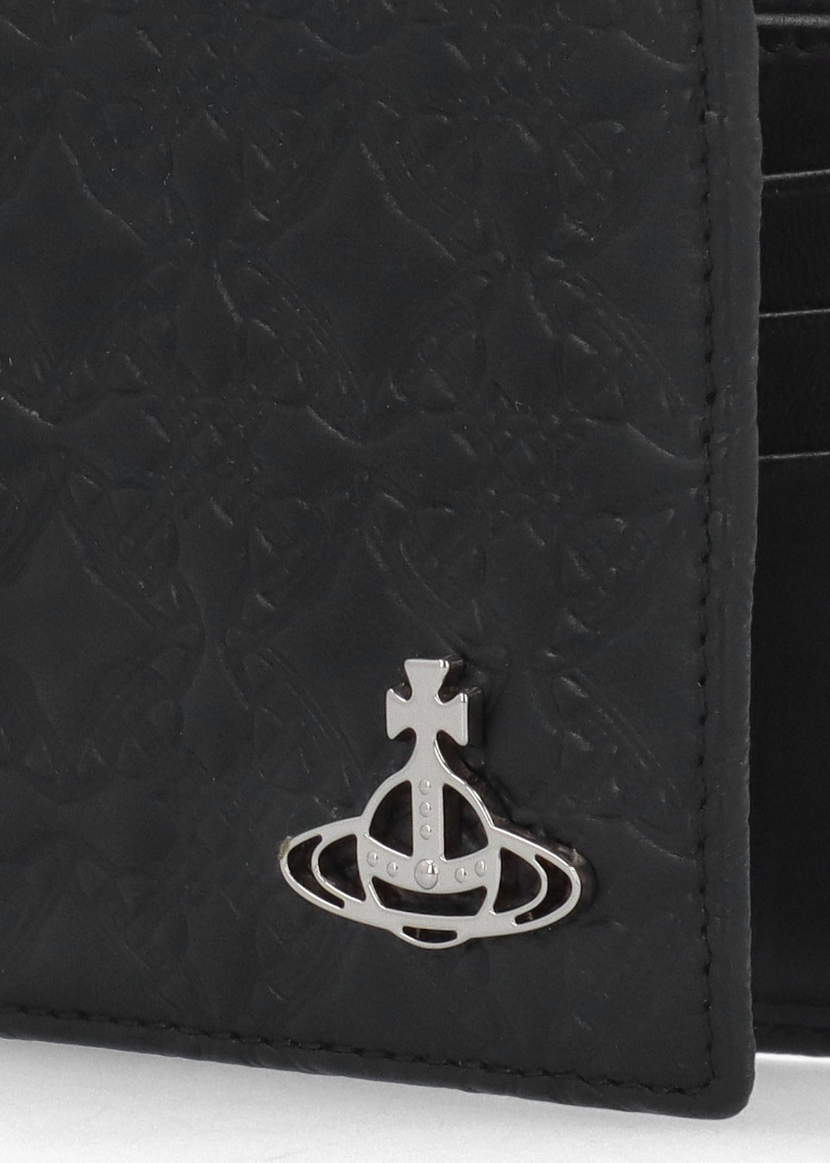 Men's Billfold Embossed Black Leather Wallet