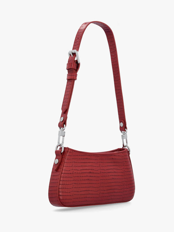Tasha Mini Croc Embossed Red Leather Shoulder Phone Bag