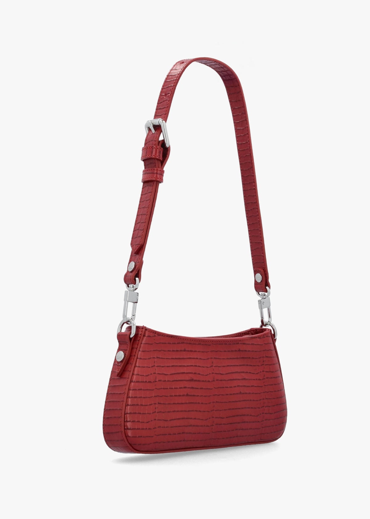 Tasha Mini Croc Embossed Red Leather Shoulder Phone Bag