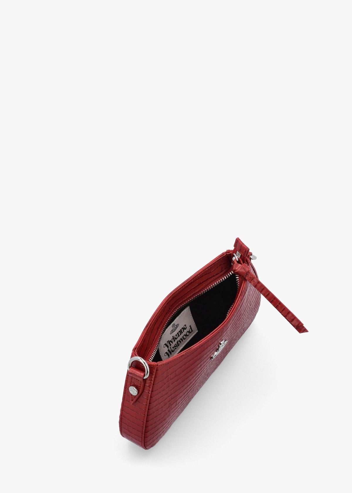 Tasha Mini Croc Embossed Red Leather Shoulder Phone Bag