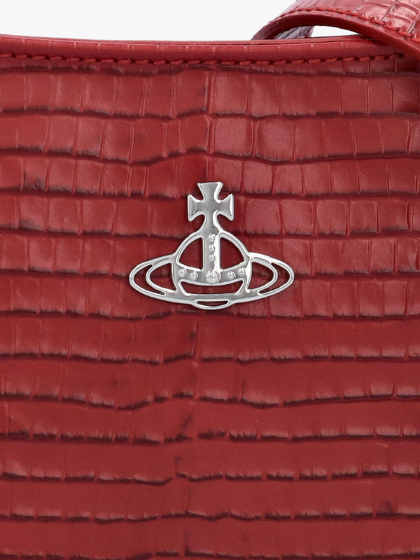 Tasha Mini Croc Embossed Red Leather Shoulder Phone Bag