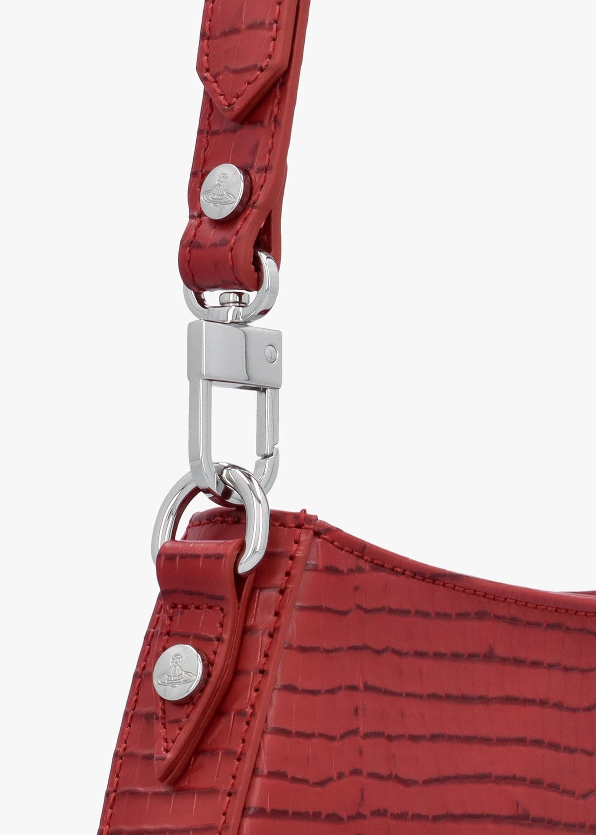Tasha Mini Croc Embossed Red Leather Shoulder Phone Bag