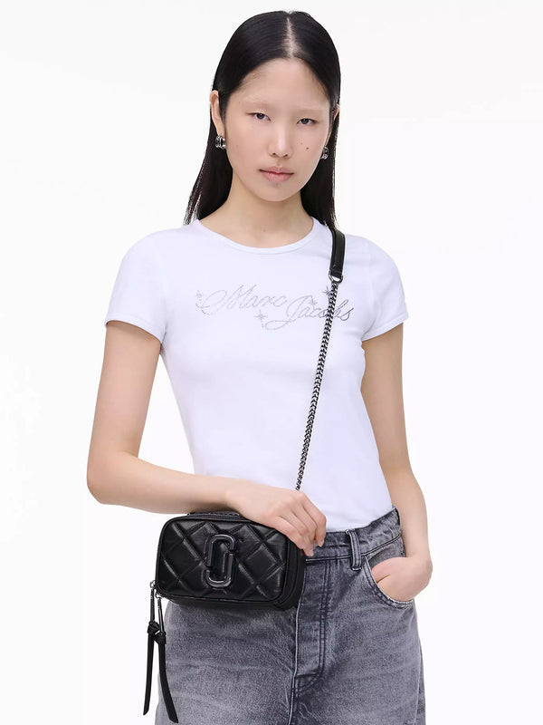 The Quilted Softshot Black Leather Cross-Body Bag