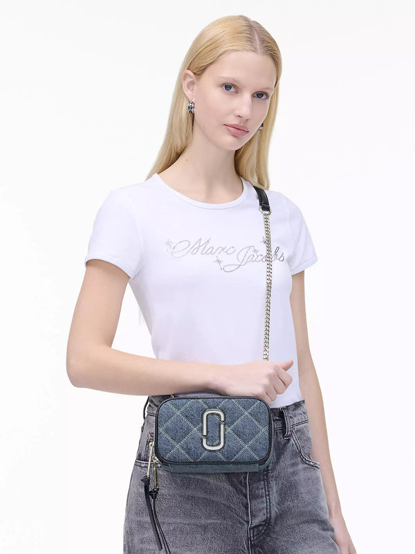 The Quilted Softshot Light Wash Indigo Denim Cross-Body Bag