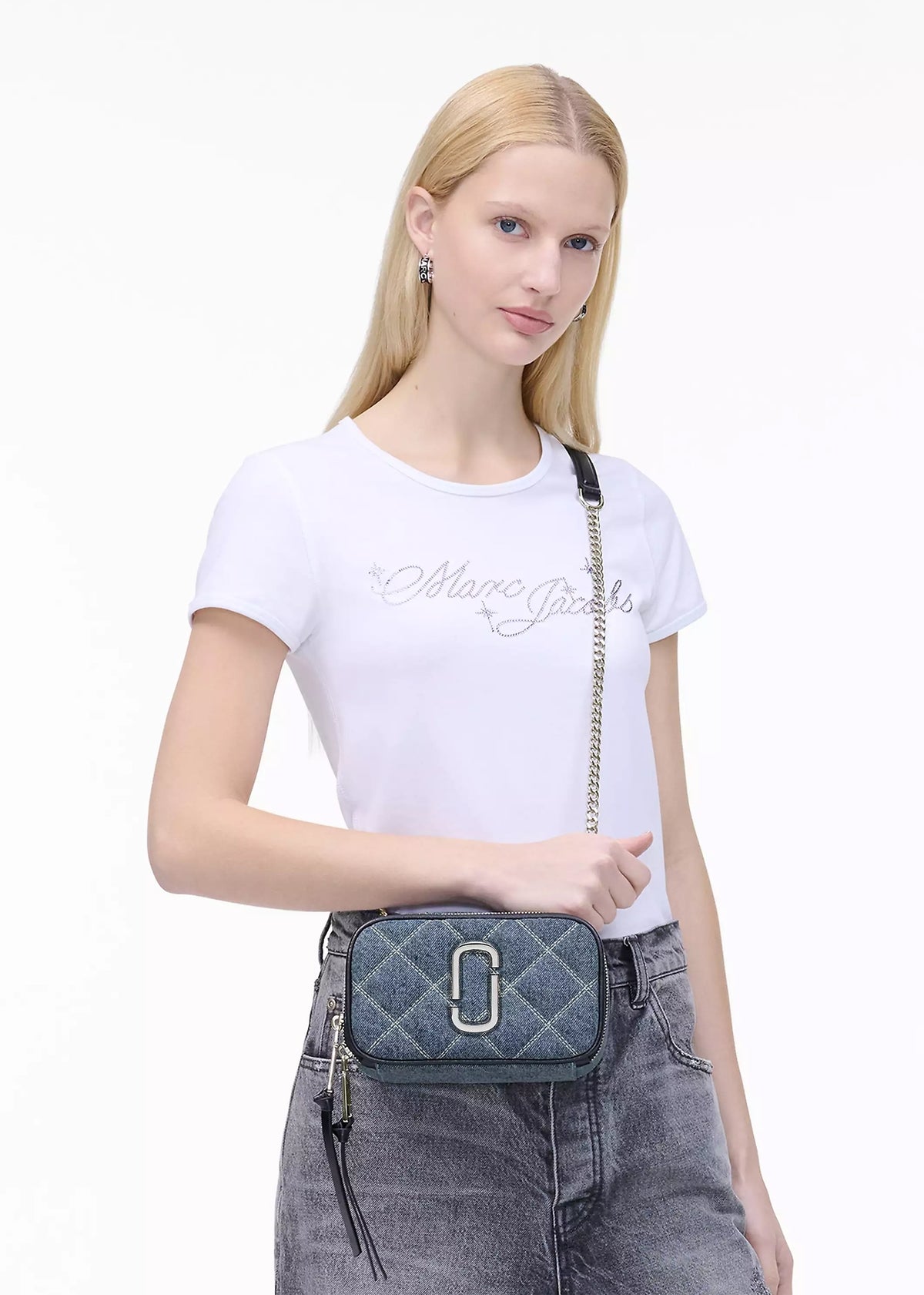 The Quilted Softshot Light Wash Indigo Denim Cross-Body Bag