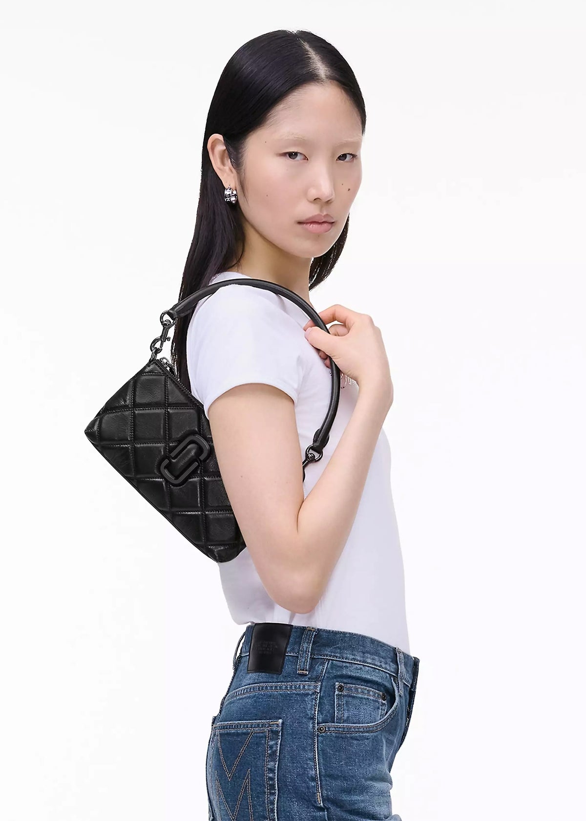 The Quilted Snapshot Convertible Black Leather Shoulder Bag