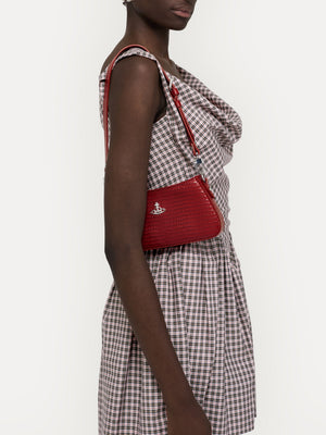 Tasha Mini Croc Embossed Red Leather Shoulder Phone Bag