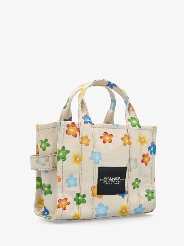 The Wild Daisy Canvas Small White Multi Tote Bag