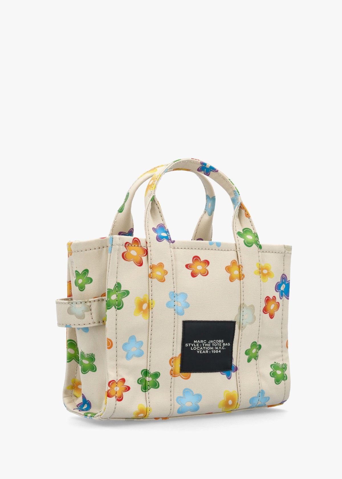 The Wild Daisy Canvas Small White Multi Tote Bag