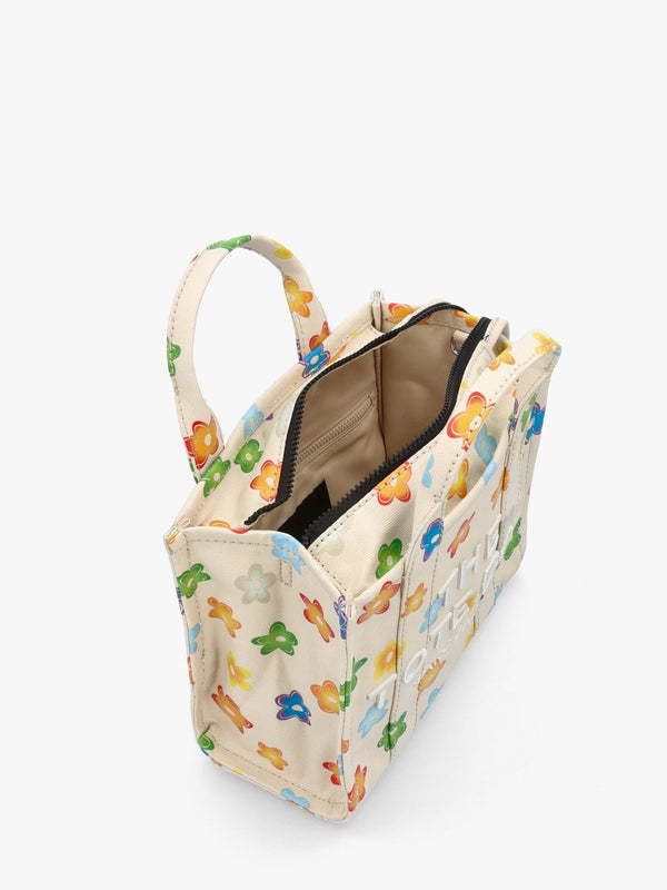 The Wild Daisy Canvas Small White Multi Tote Bag